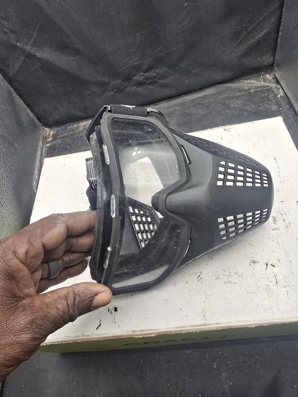Black Full-Face VR/AR Protective Mask with Clear Lens